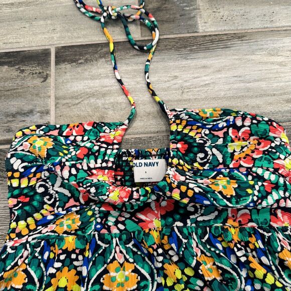 Old Navy Halter Top Babydoll Style with Strechy Material Colorful Floral Print - Picture 5 of 6